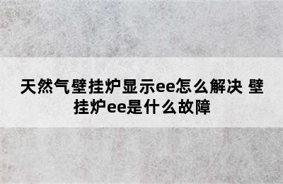 天然气壁挂炉显示ee怎么解决 壁挂炉ee是什么故障